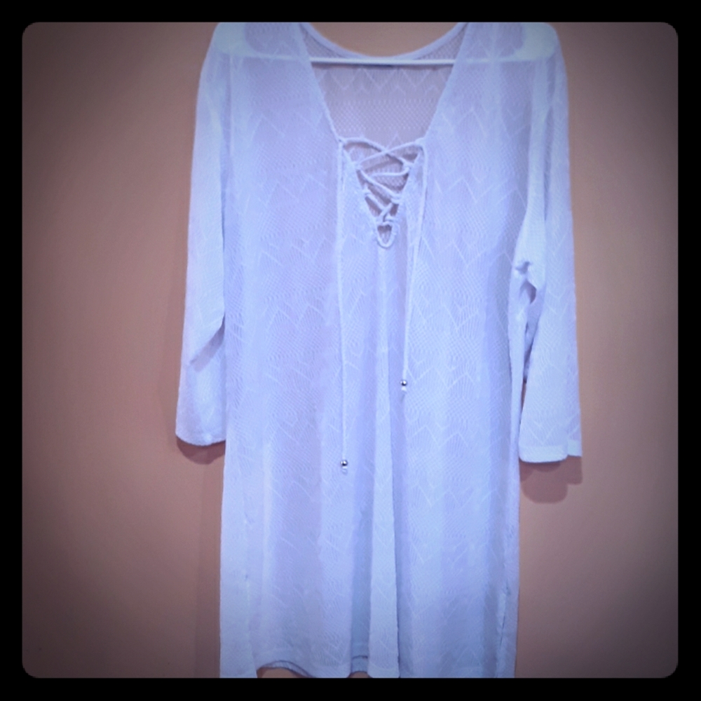 White swimsuit coverup